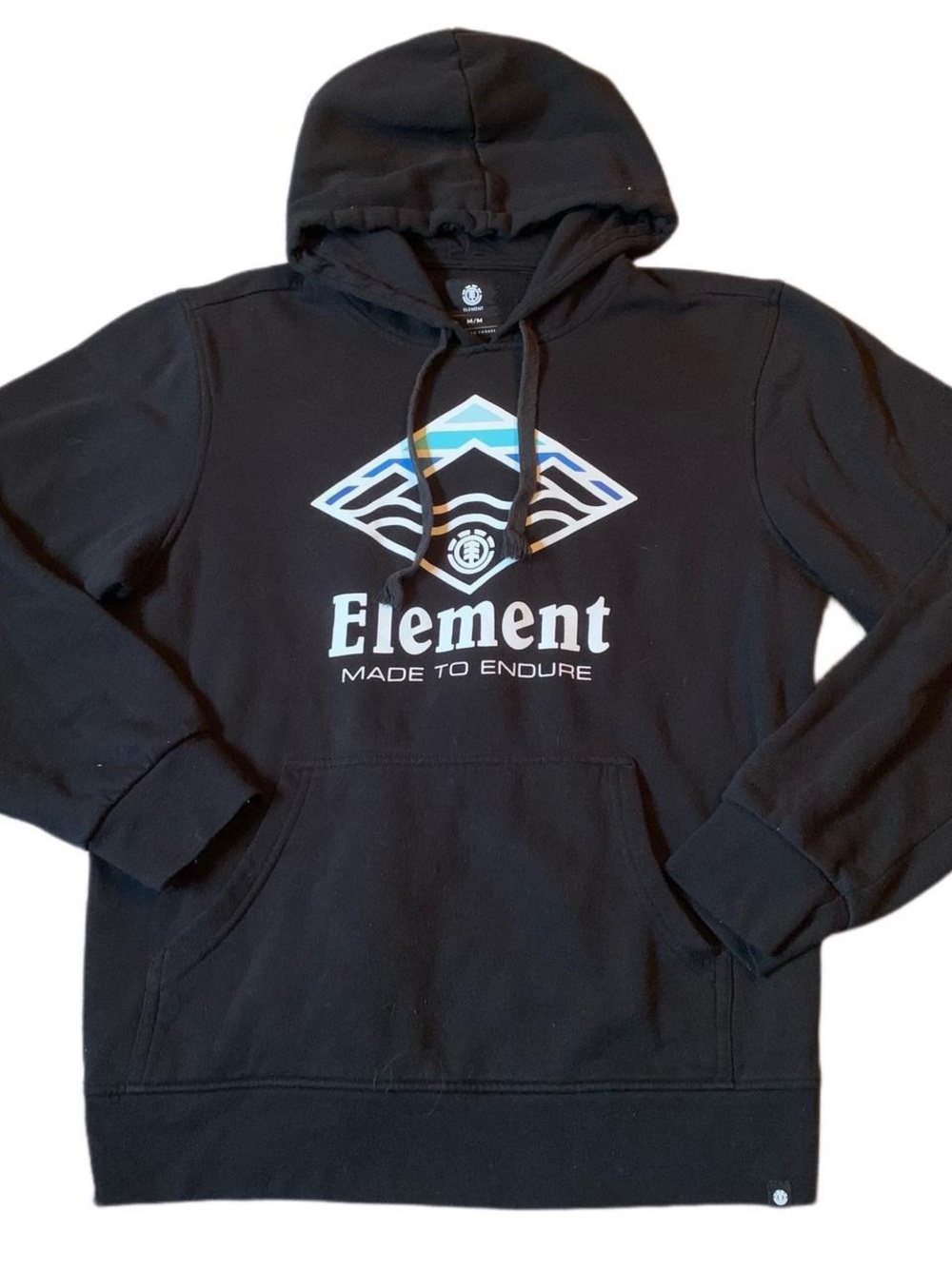 Element Black Pullover Hoodie with Blue & White Graphic
